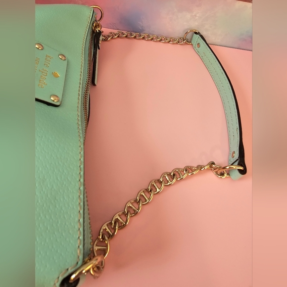 EUC 💎 Kate Spade Wellesley Byrd Mint Green Pebbled Leather Handbag - Picture 10 of 16